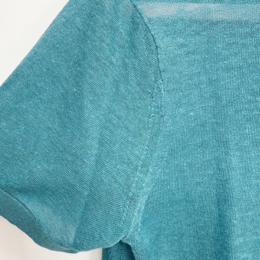 Theory Teal Short Sleeve Crepe Knit Small - Picture 3 of 7